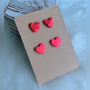 Pink Red Heart Stud Earrings